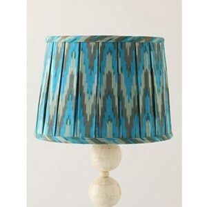 2 Anthropologie Teal and Gray Ikat Lampshades